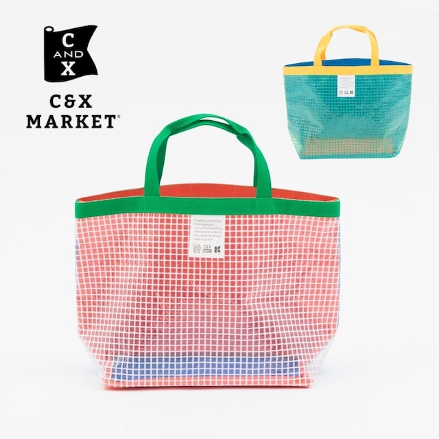 トートバッグ グリッドトートバッグ C&X MARKET レディース メンズ ユニセックス マチあり 軽量 丈夫 グリッド柄 おしゃれ かわいい エコバッグ アウトドア プレゼント ギフト エムキューブ レッド ブルー CX250906 Mcb002
