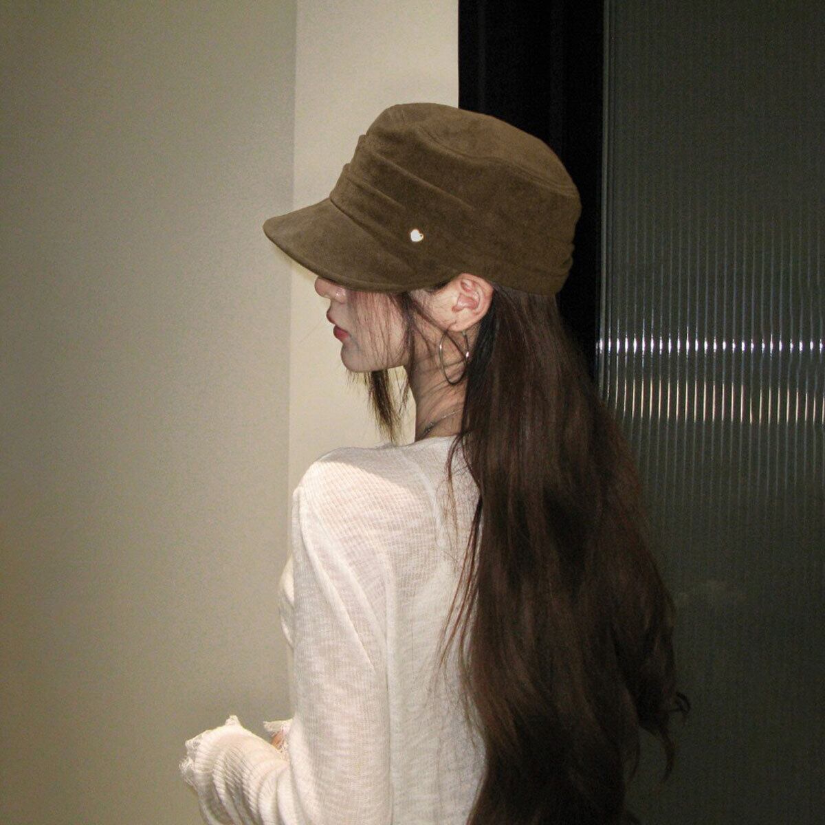 帽子 キャスケット スエード調 ハット レディース 秋冬 ハート飾り おしゃれ 大人 かわいい クラシック 小顔見え ヴィンテージ レトロ マリンハット 大人可愛い 大人女子