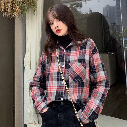 ✞ スタンダードチェック柄♡シャツブラウスブラウス ロング レトロ ✞ゴスロリ SM ミリ 甘ロリ クラロリ 和ロリ エレガント 黒ロリ 姫ロリ 華ロリ BB-BB47623660759
