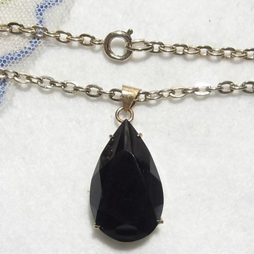 黒ガラスのティアドロップペンダントネックレス　コスチュームジュエリーのセール通販  9699N