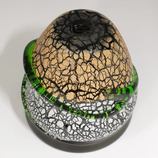 稲嶺盛一郎作(宙吹きガラス工房虹) 土紋波巻宙吹きグラス モス | 和