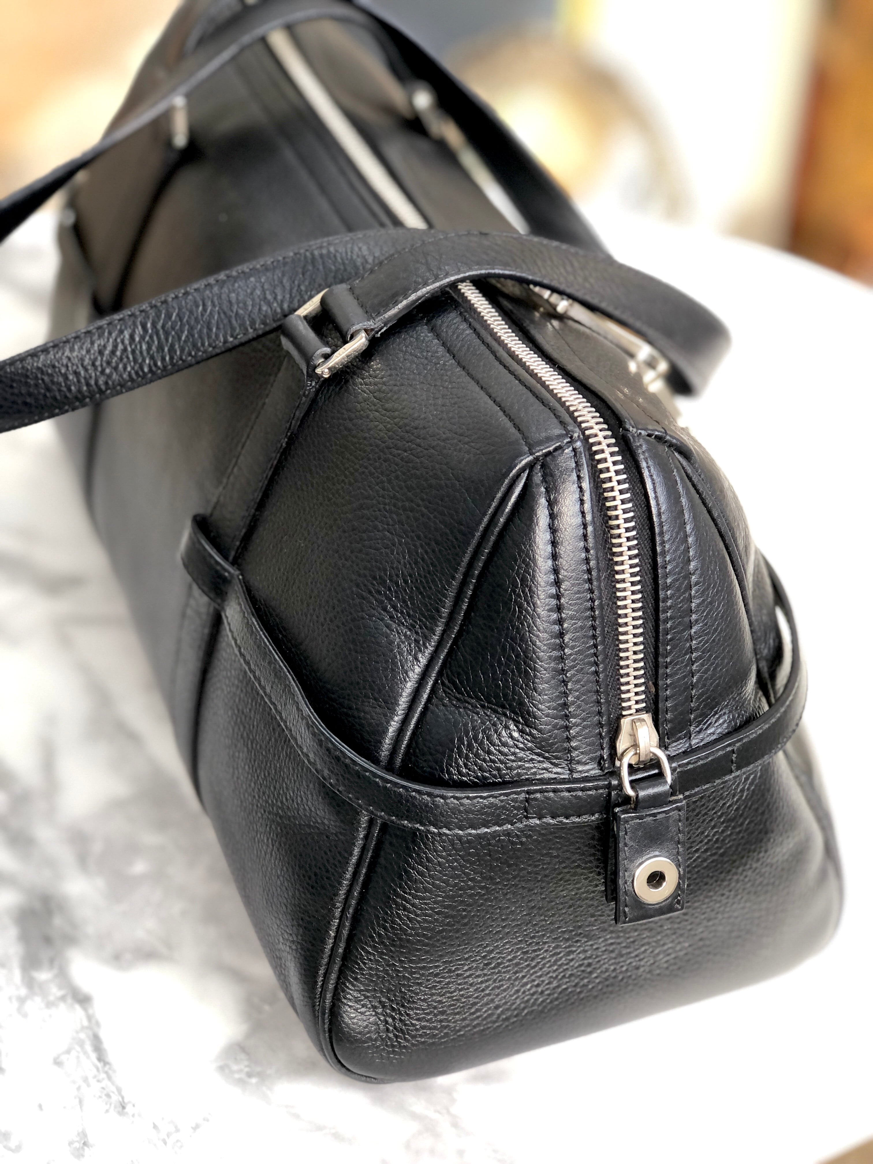 【Christian Dior 】ブラック ミニボストンバッグPVCレザー美品✨ Christian Dior クリスチャン ディオール Diorモチーフ シュリンク