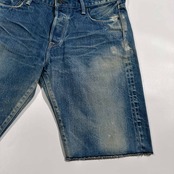 KURO クロ ダメージ加工 赤耳 セルビッチ ハーフ ショート デニムパンツ ジーンズ 約W90cm /メンズ/日本製