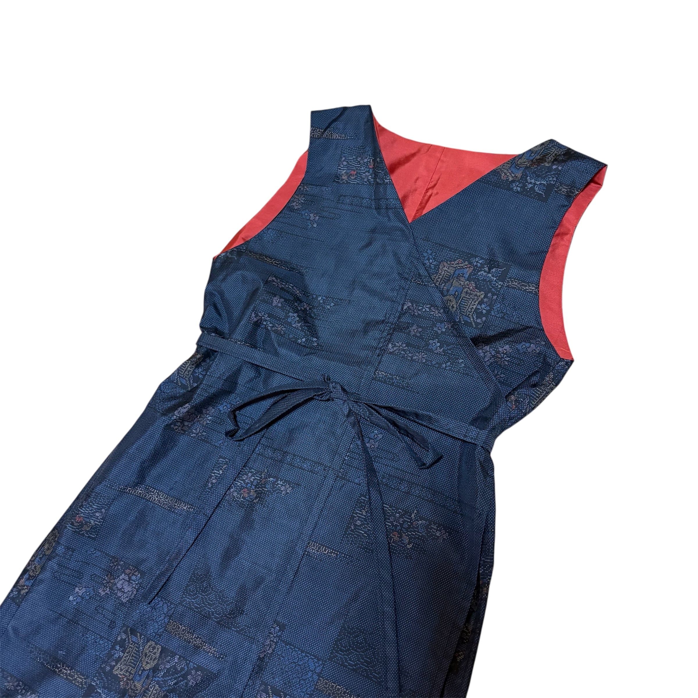 作家もの 着物リメイク カシュクールワンピース 名匠たかし 9マルキ