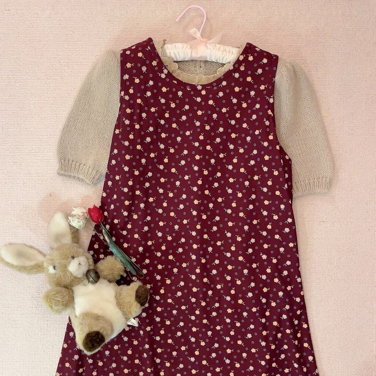 bordeaux flower sleeve less one-piece