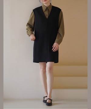 ゆったりベストワンピ◆ラミー混ジャガード生地【s-60387】