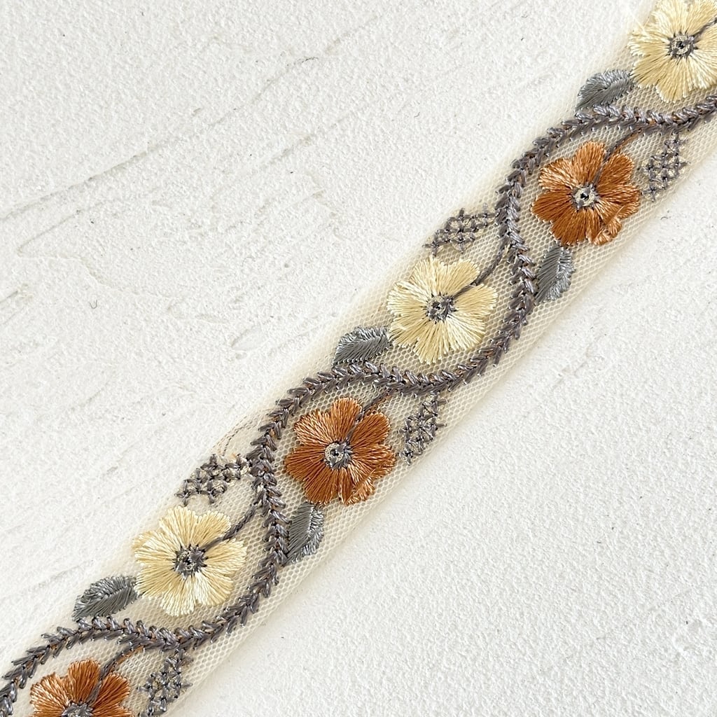 1ロール キャンディフィズ [イエロー] インド刺繍リボン 3261-1R
