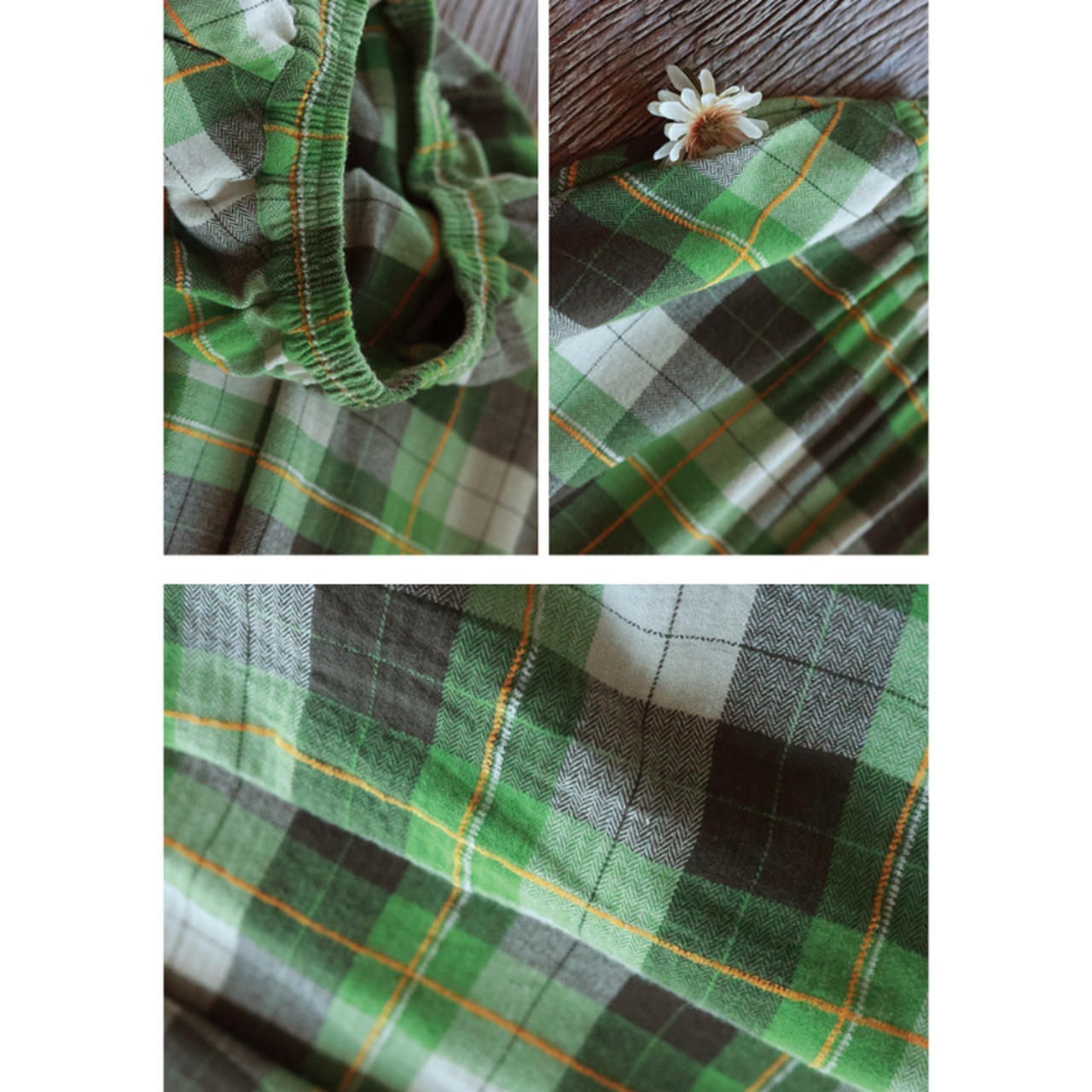 ヴィンテージチェックグリーンスカート W01227