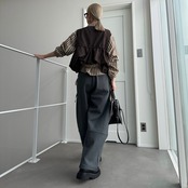 【受注予約：10月上旬入荷予定】Velour Cord Wide Straight Sweat PT/charcoal gray