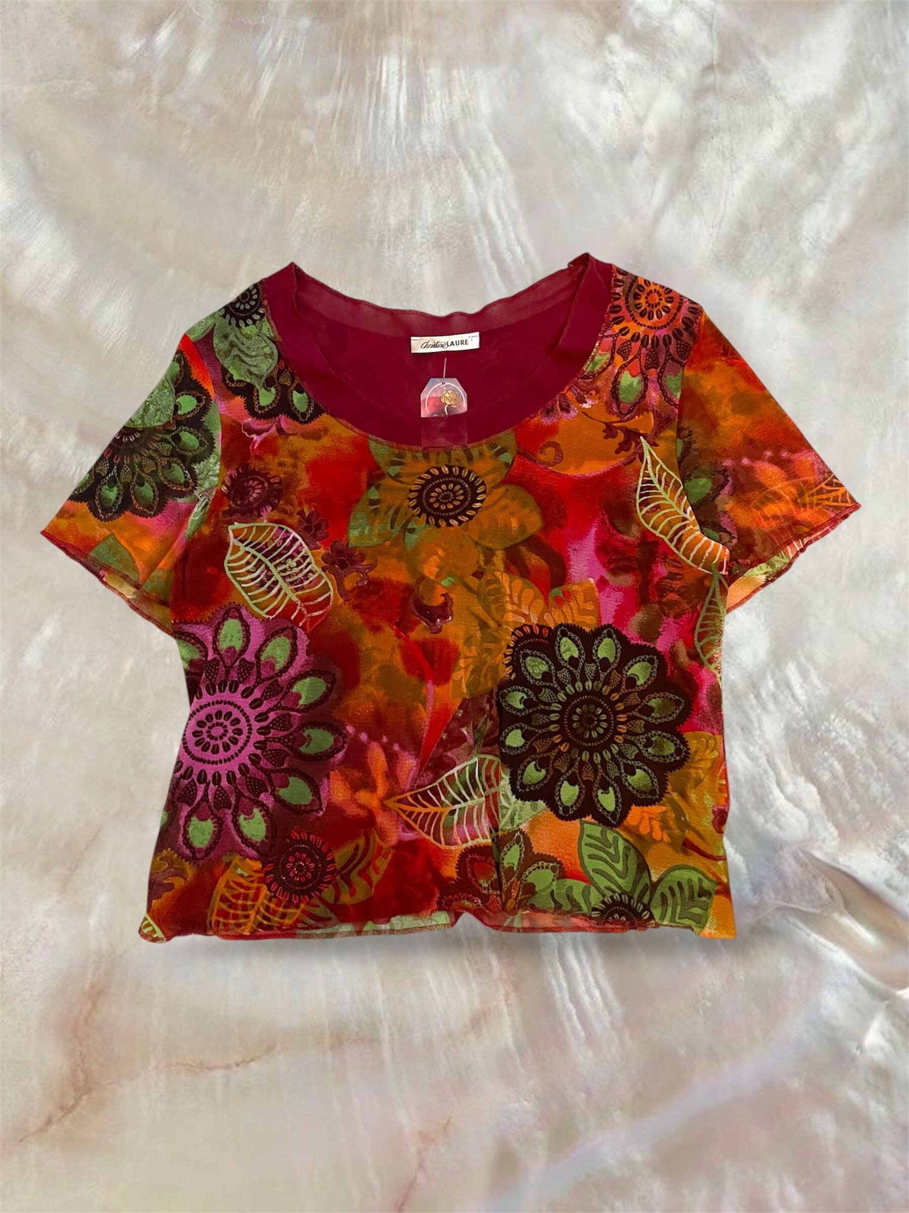 France VTG “Christine LAURE” psychedelic sheer tops
