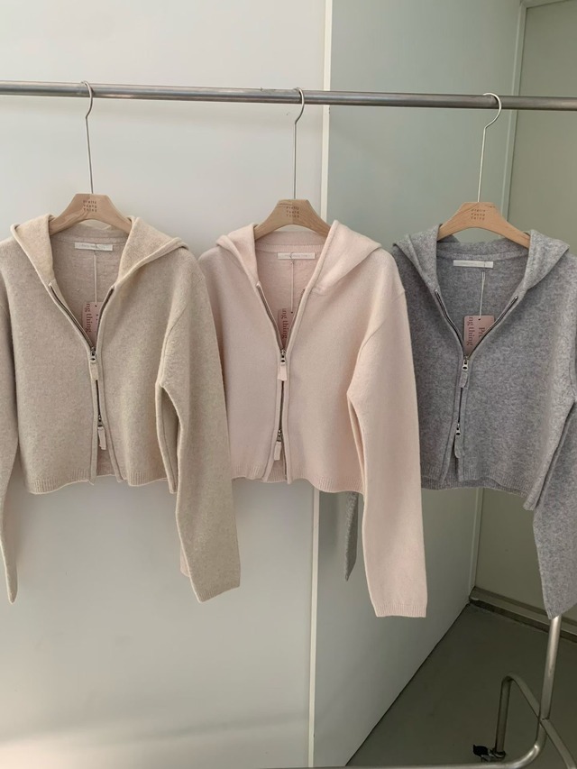 (予約) pretty young thing / Basil hooded zip-up knit 3color　