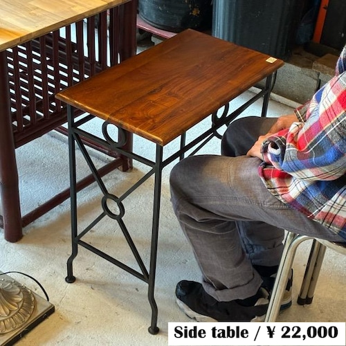 India Acacia wood & iron nesting table S W55×D33×H63cm　インド　アカシアウッド＆アイアンネストテーブル　S　サイドテーブル　鉄脚　木製