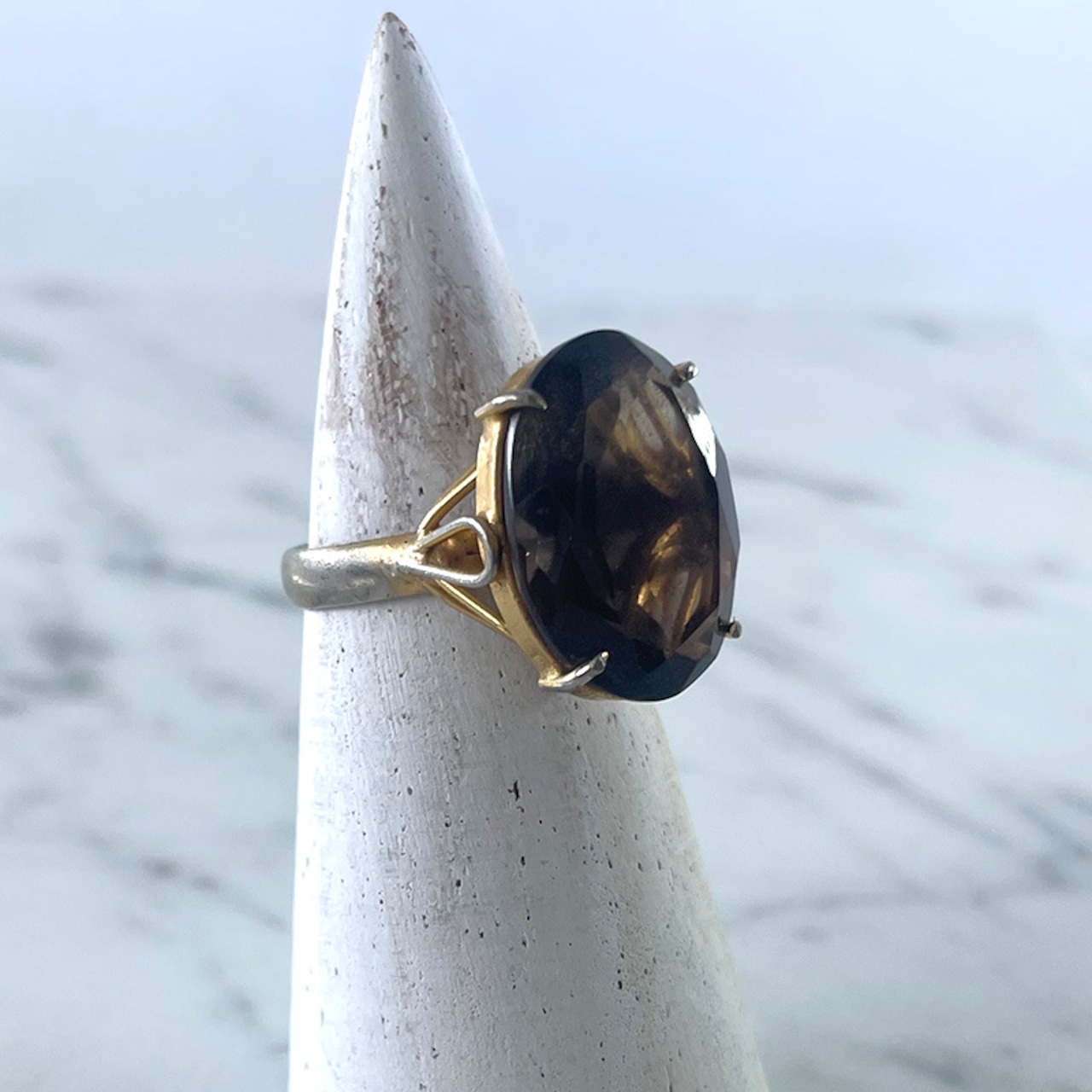 ヴィンテージリング　ブラウン系　12号　レトロカット　 12acde10