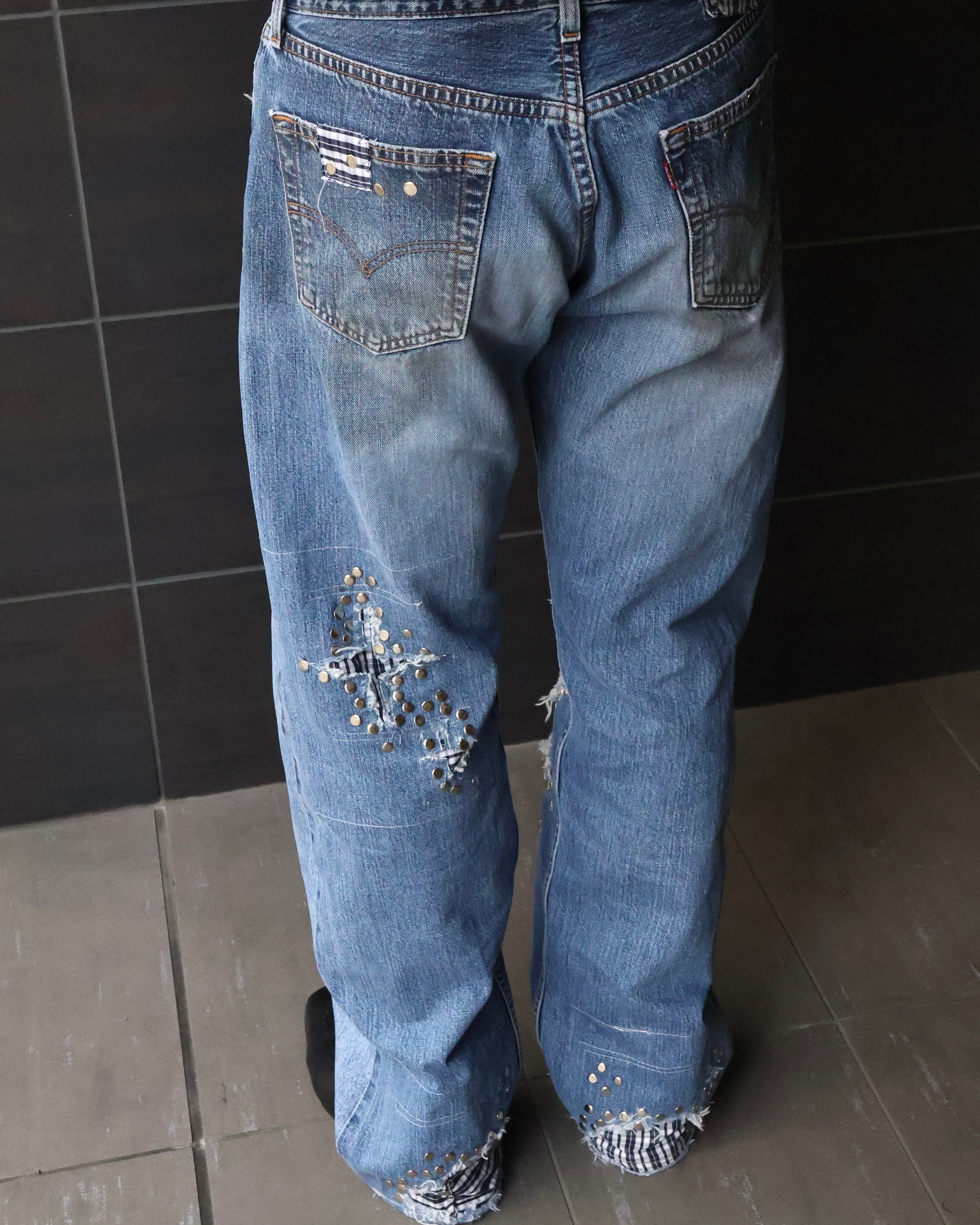 Hannah Creak】Studded Jeans Wide Leg | blendmarket