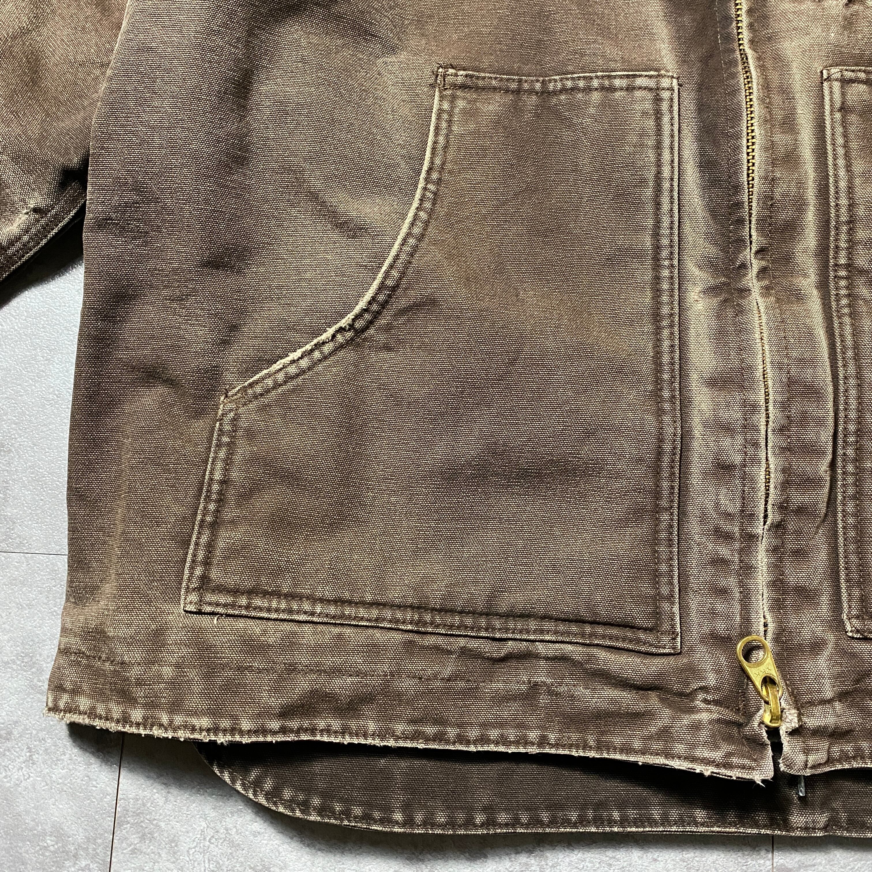 Size.XL】carhartt カーハート レザーパッチ 内ボア フェードブラウン