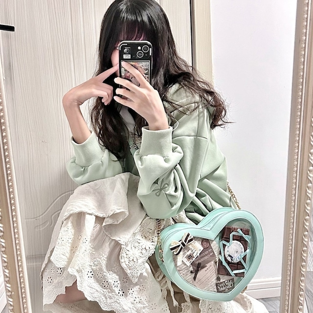 甘く溶けるチョコミントの幻想 ハート型ゴスロリショルダーバッグ｜クラシカルロリータのための夢かわアクセ