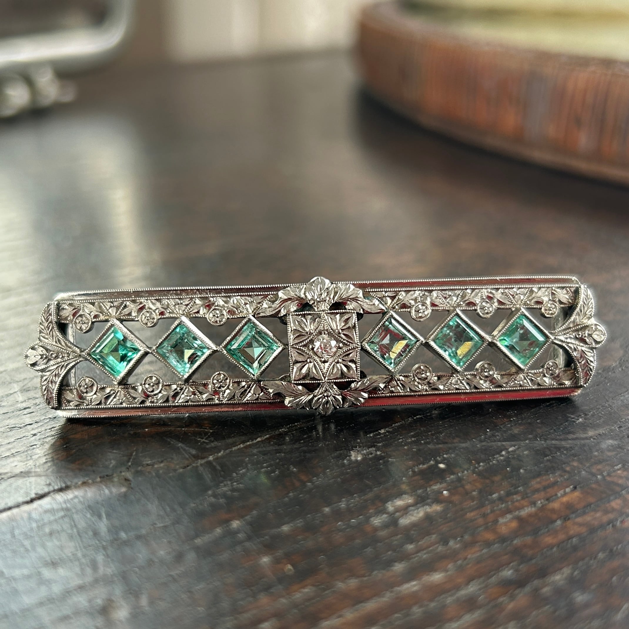 アンティーク SPNに天然エメラルド.ダイヤの帯留め | bonbidou22