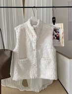 【新作5%OFF・3日間】High-neck Fur Vest_2colors