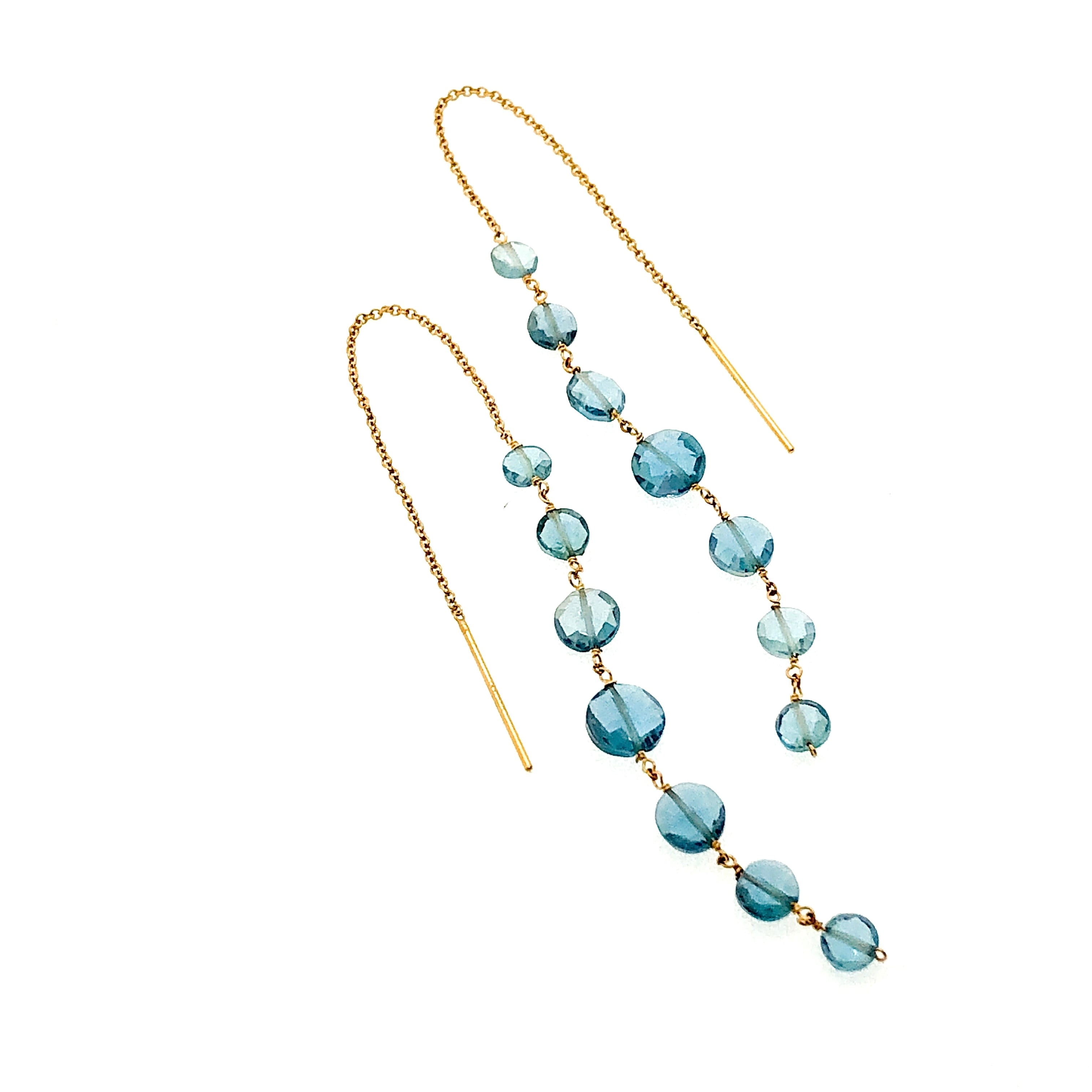 ロンドンブルートパーズピアス(7stones) K18YG