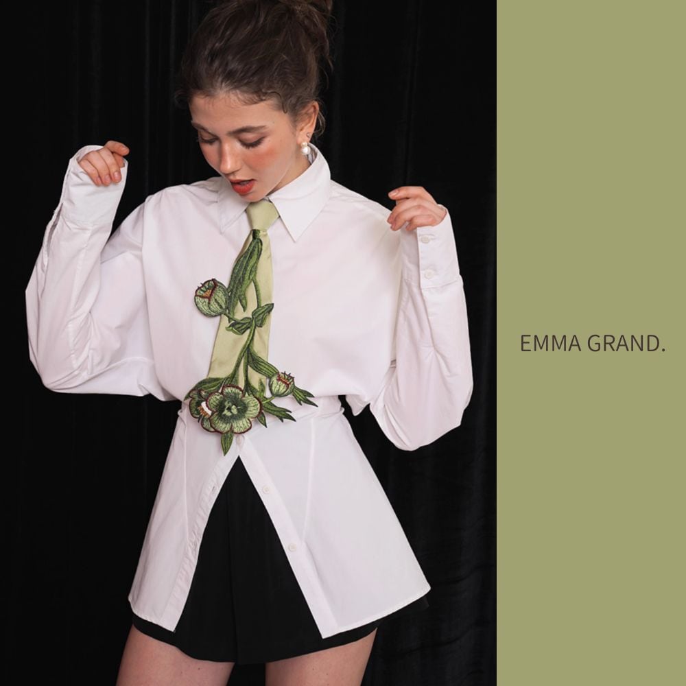 春の訪れを告げるグリーンガーデンネクタイ E00068 | EMMA GRAND