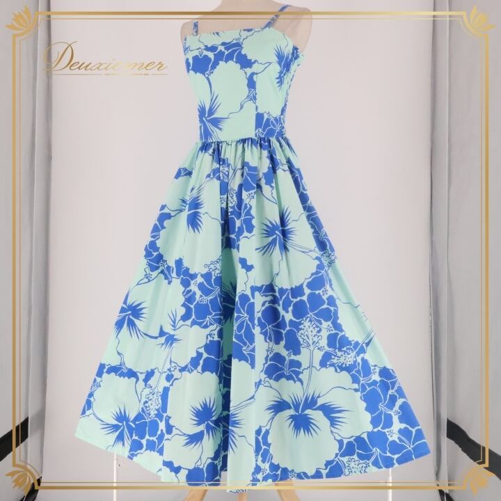 フラダンス 衣装 ワンピース ドレス アロハスタンダード ブルー系