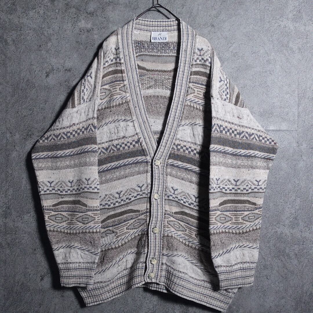 EURO Geometric Pattern 3D Design Knit Cardigan