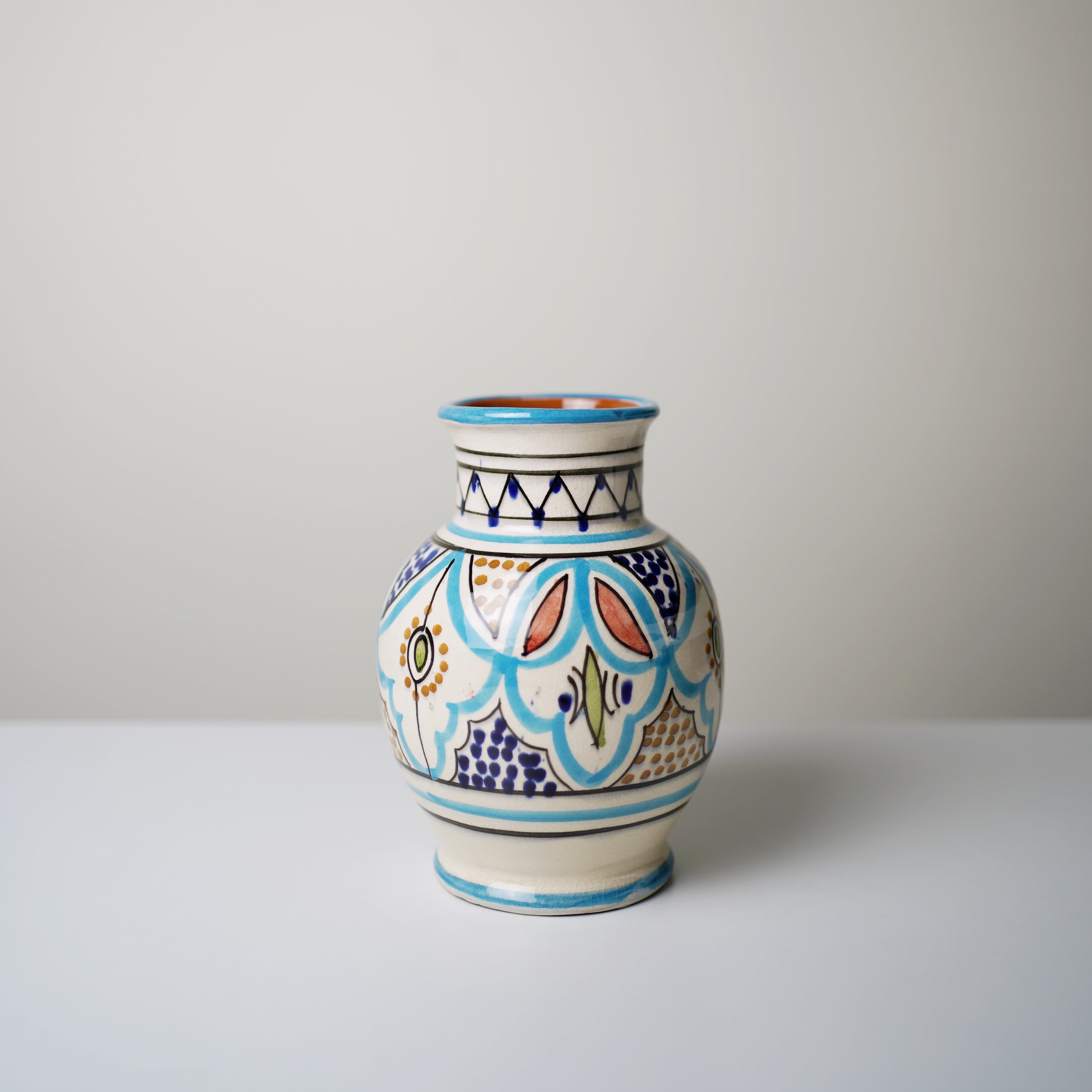 モロッコ サフィ陶器フラワーベース ブルー系