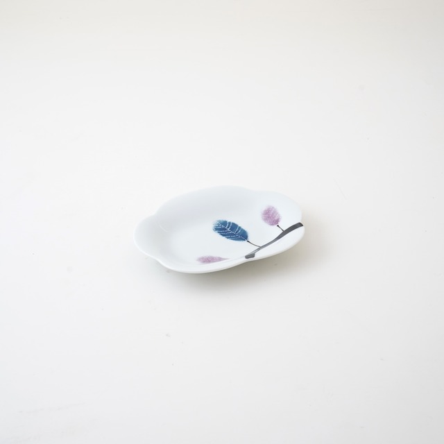 コキア(紫)　花型小皿