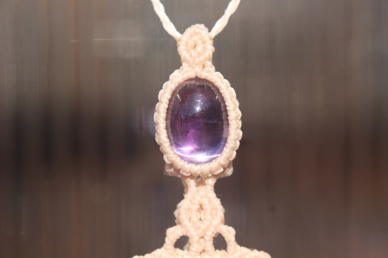 Trapiche amethyst micro macrame pendant