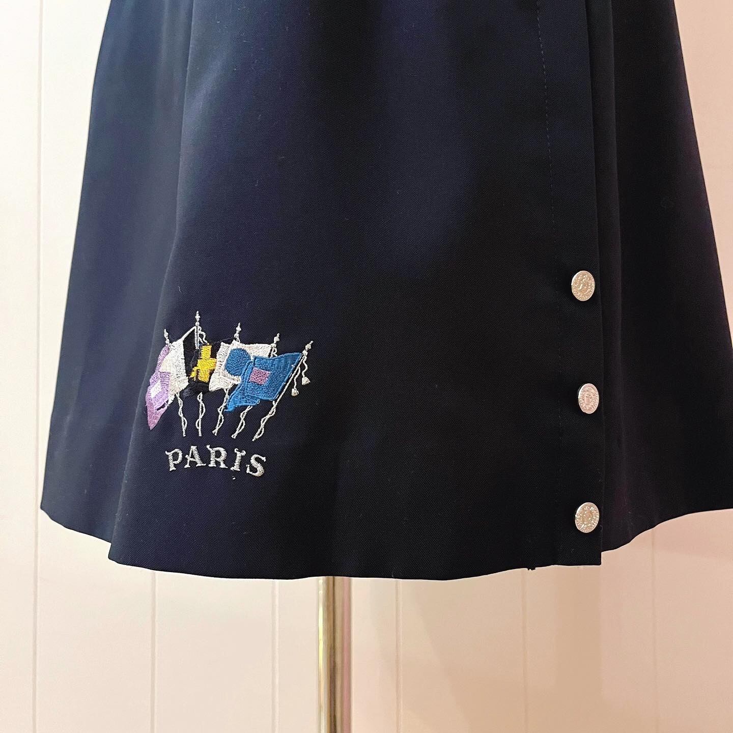 flag embroidery navy culotte skirt