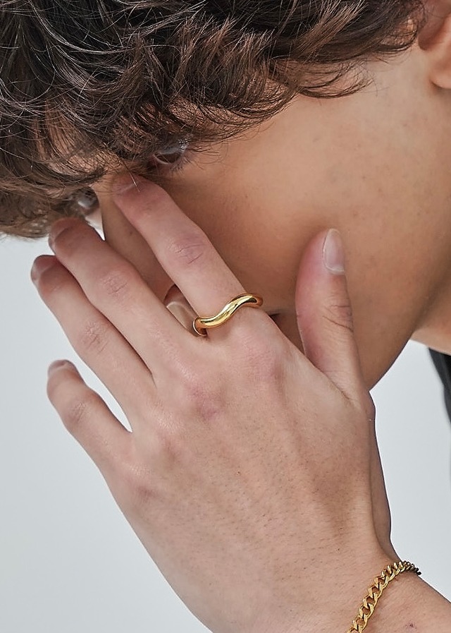 316L wavy ring［GOLD］#r168
