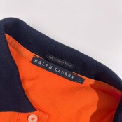 90s RALPH LAUREN ラルフローレン THE SKINNY POLO 鹿の子 半袖 ポロシャツ L /オレンジ系 レディース ビンテージ