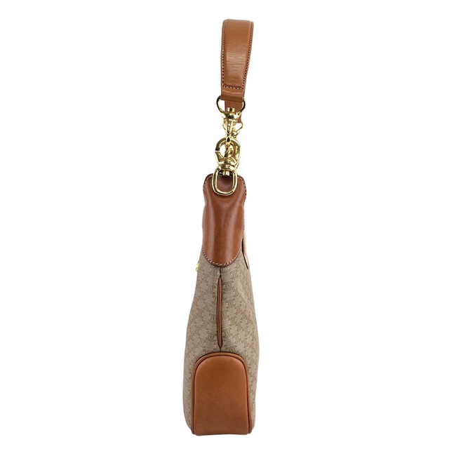 CELINE セリーヌ マカダム ショルダーバッグ ベージュ ブラゾン ターンロック PVCレザー ホーボーバッグ vintage ヴィンテージ オールド jniidp
