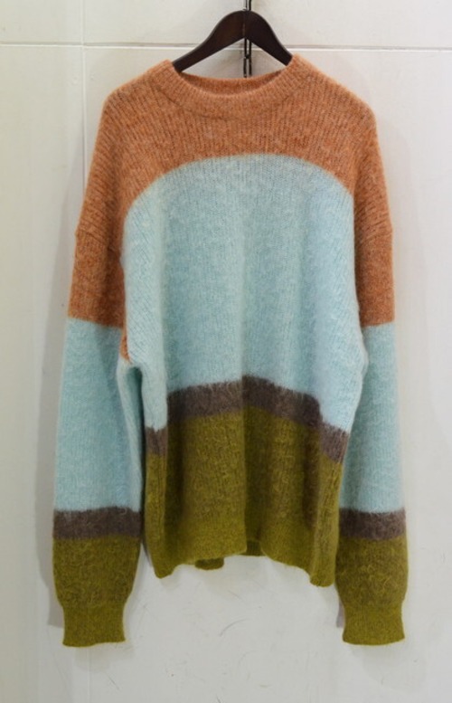 YOKE MOHAIR BORDER CREWNECK SWEATER