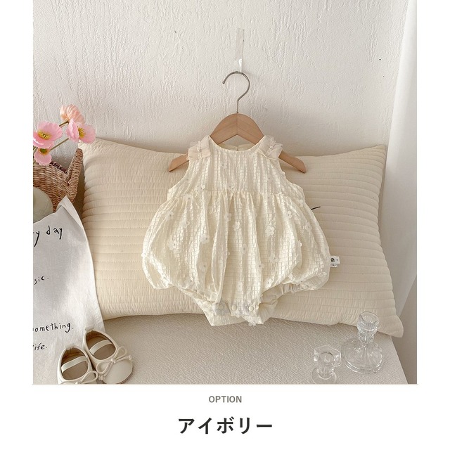 【BABY】フラワージャガードノースリーブロンパース - 2