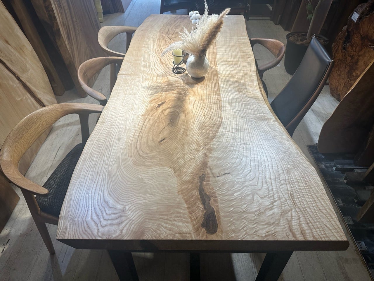 タモ_2100×800-870×60_浅草本店_テーブル天板/一枚板 252234 t001