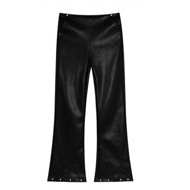 Fake leather boot cut pants 1644
