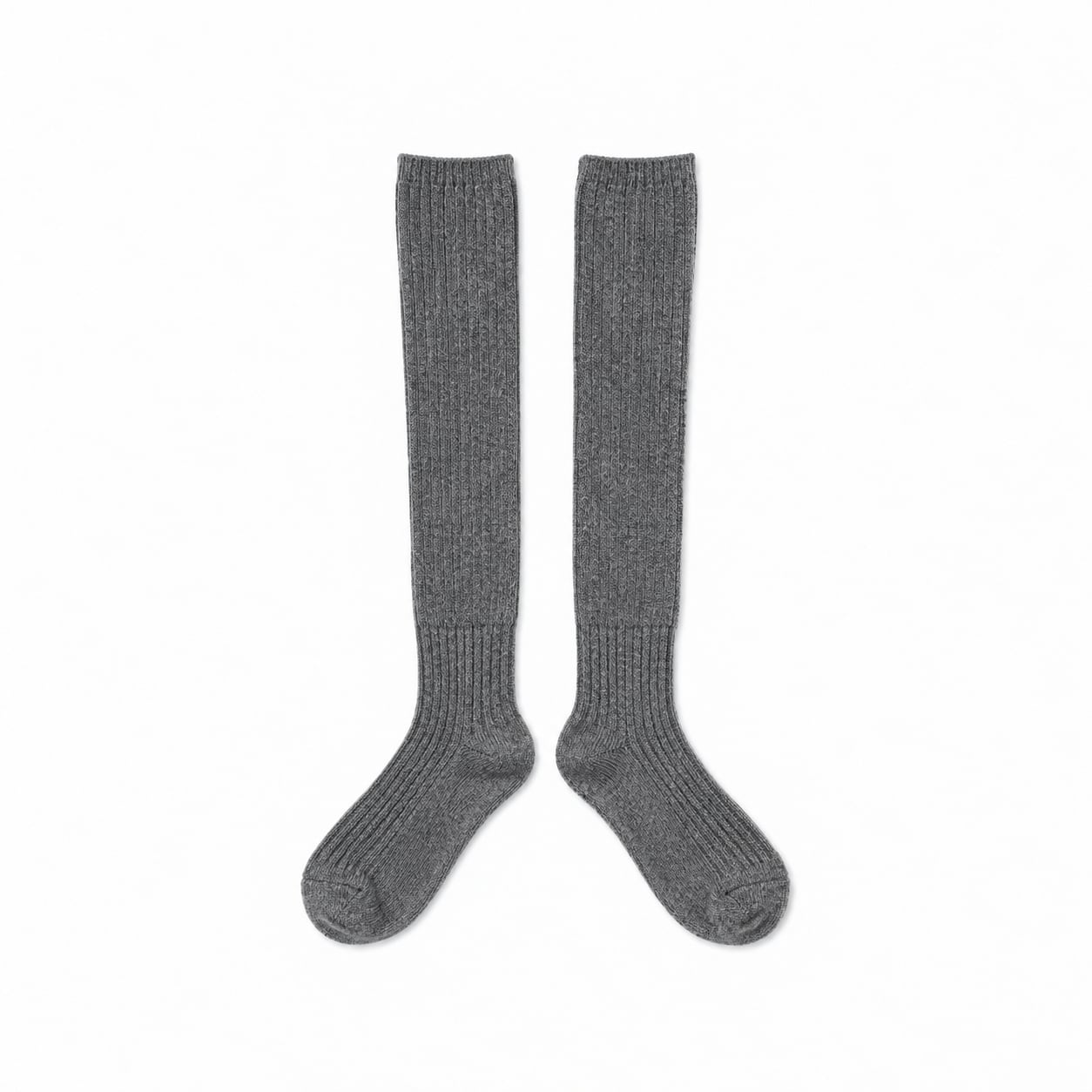WOOL RIB KNEE SOCKS (GRY)