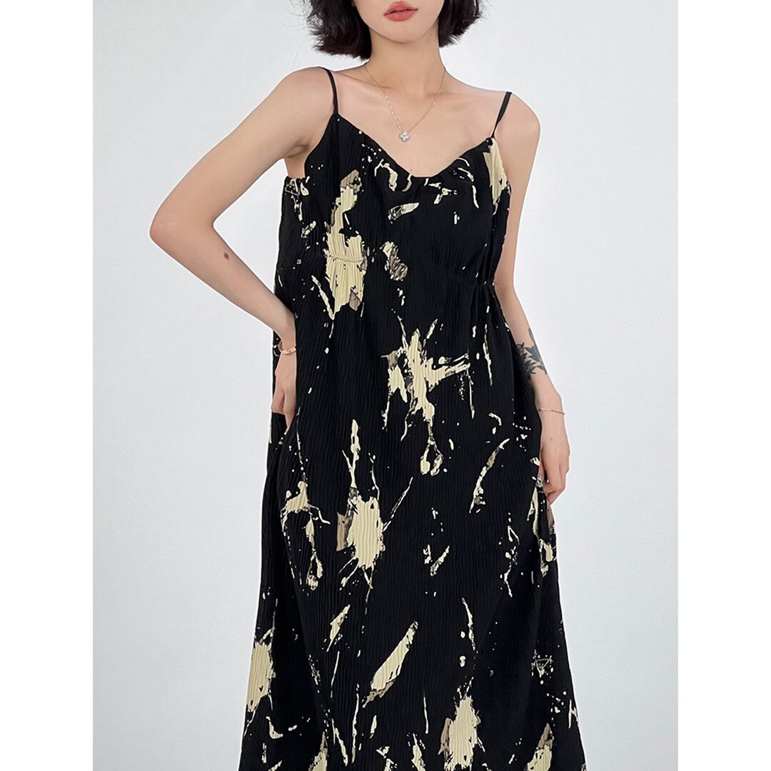 モノクラッシュプリーツワンピース K0222