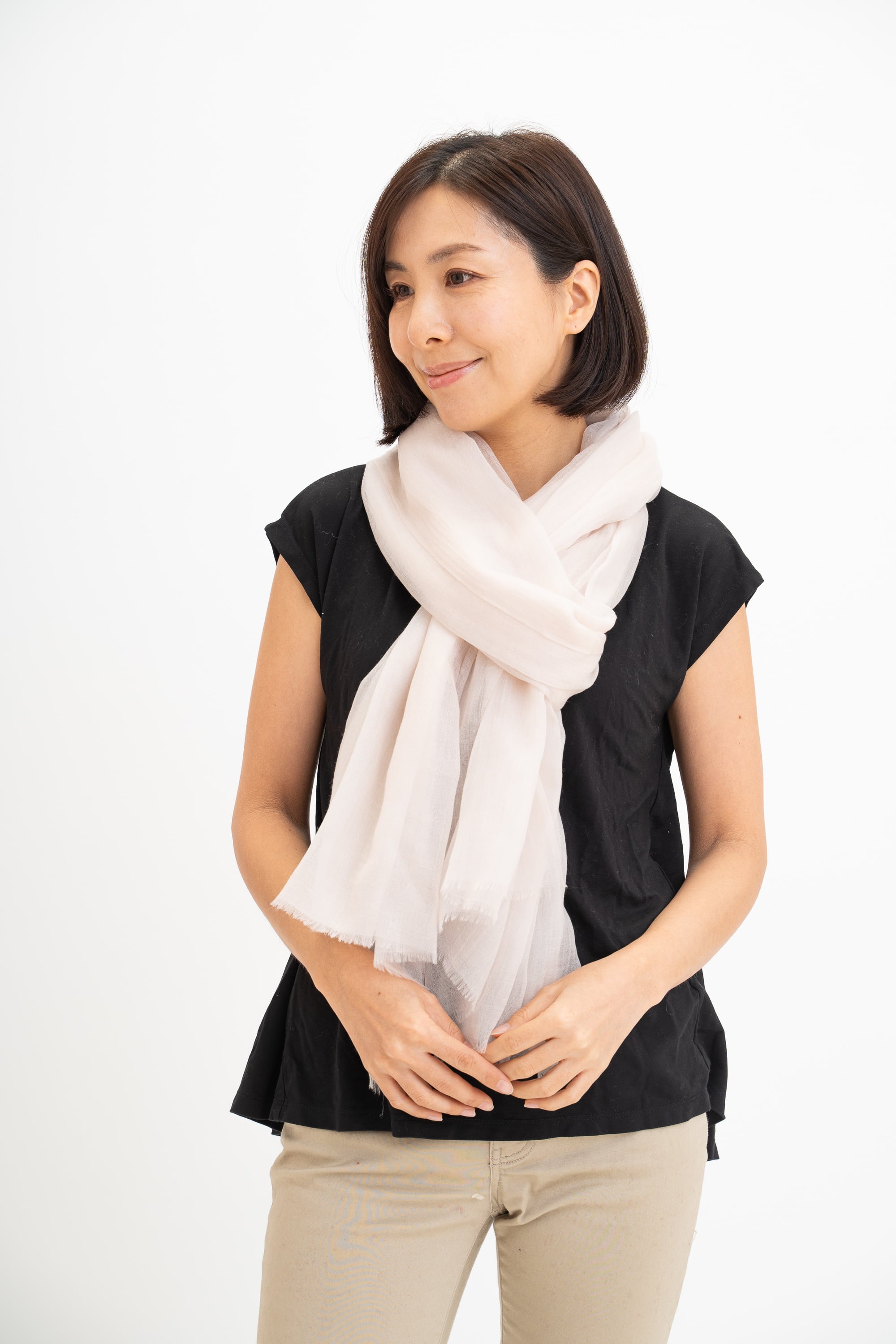 TANAKAKYU 田中久　カシミヤ ストール　大判　クリーム Tango - タンゴ/クリーム カシミヤストール100% | カシミヤ