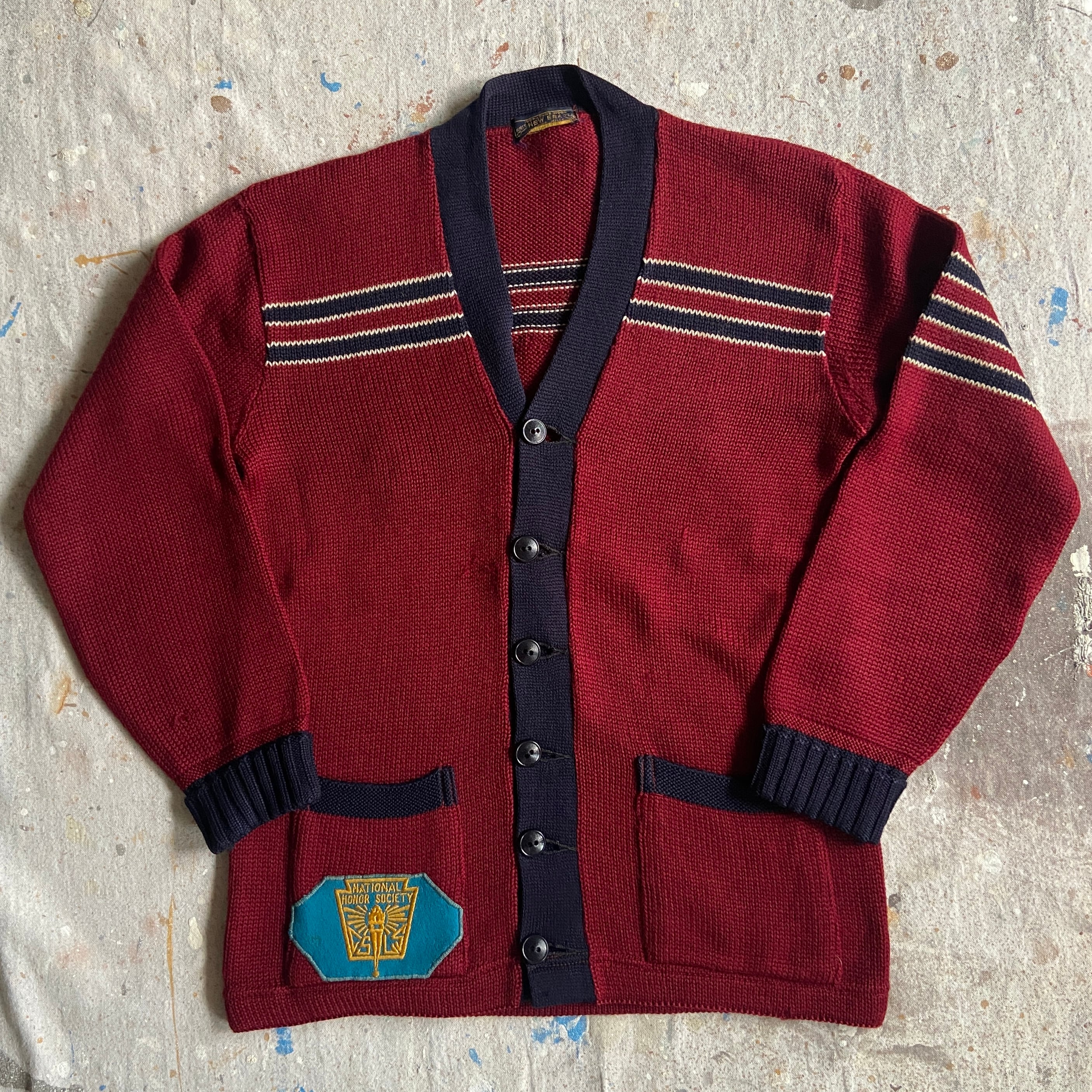 1950~60s Vintage Knit Wool Cardigan L位 G019