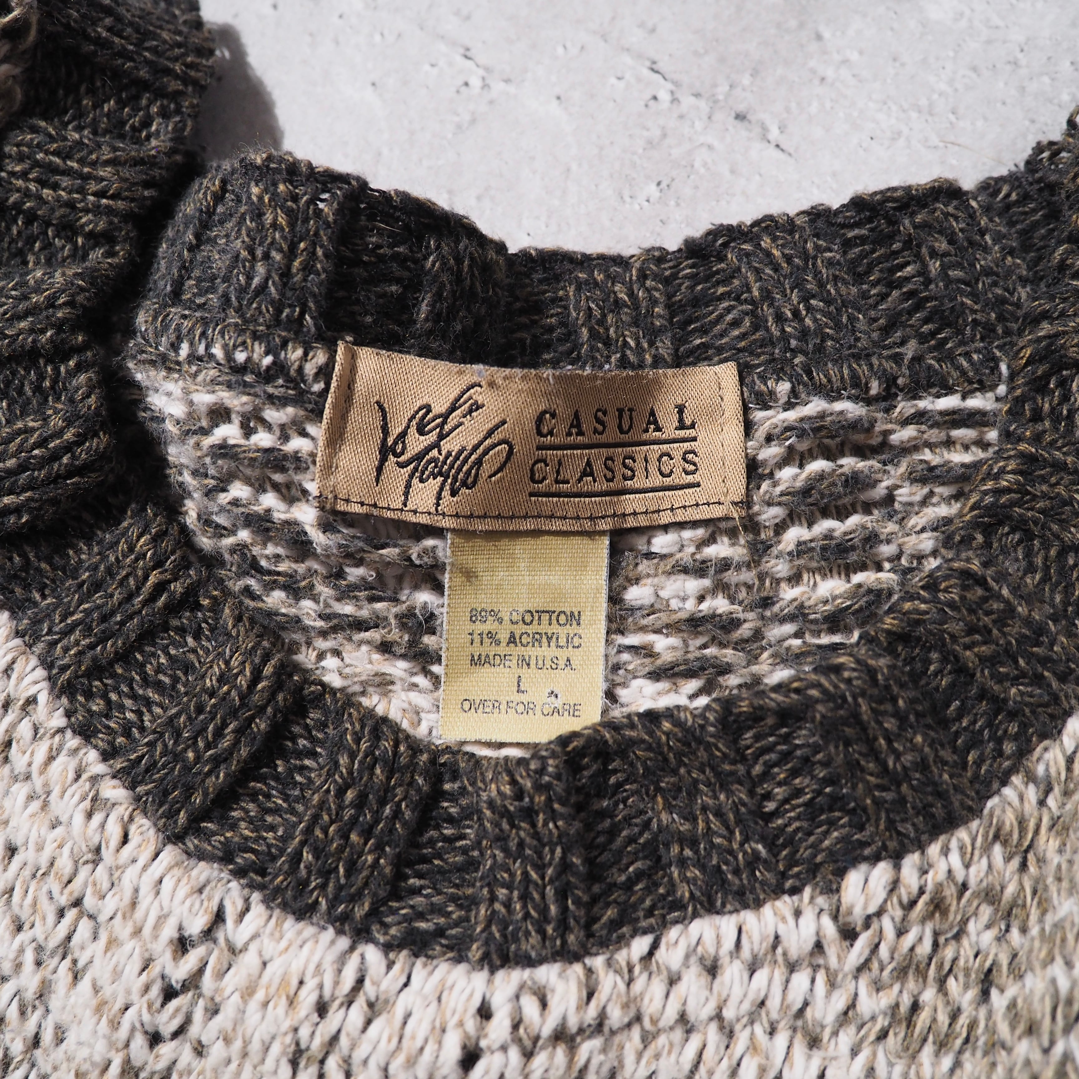 1990s " Made in USA " Block check pattern vintage loose knit