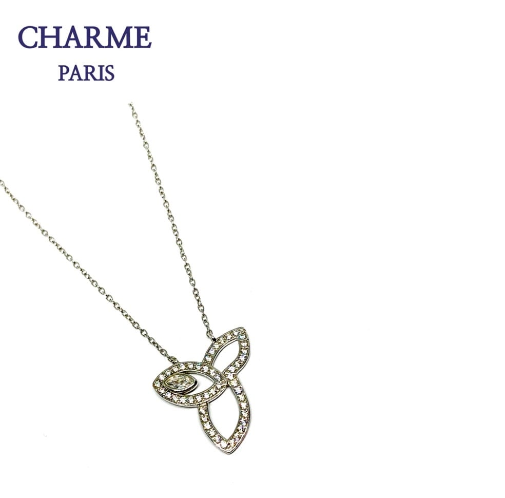 cz diamond lily necklace (silver)