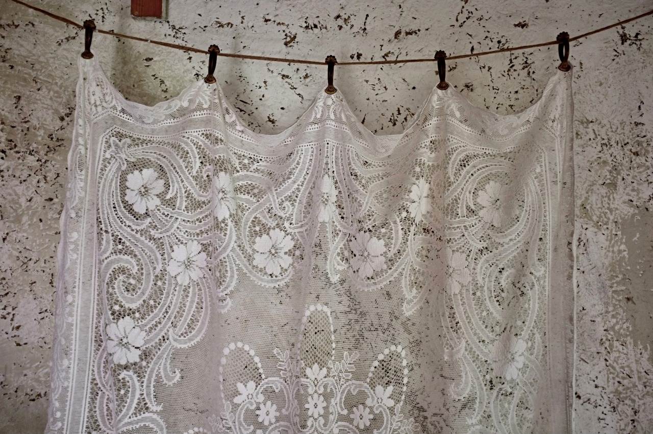 フランス 152c 蠢く花々とレースカーテン アンティーク