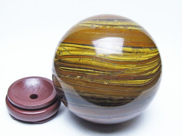 天然石スフィア、クラスター、置物まとめ売り 1.5Kg アイアンタイガーアイ 丸玉 102mm スフィア 置物 一点物 151