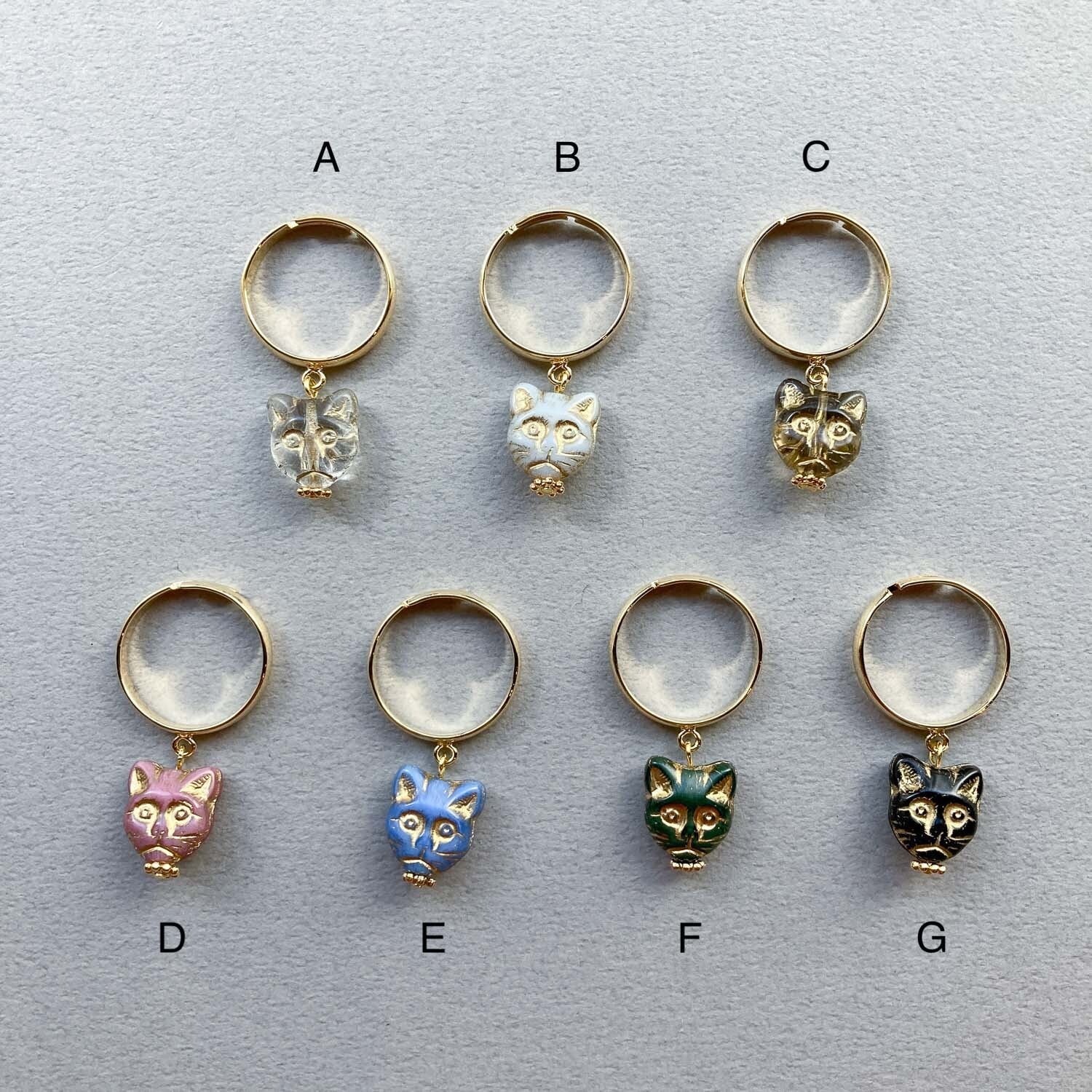 再入荷〉猫チェコビーズのリング | Dua-アクセサリーパーツショップ