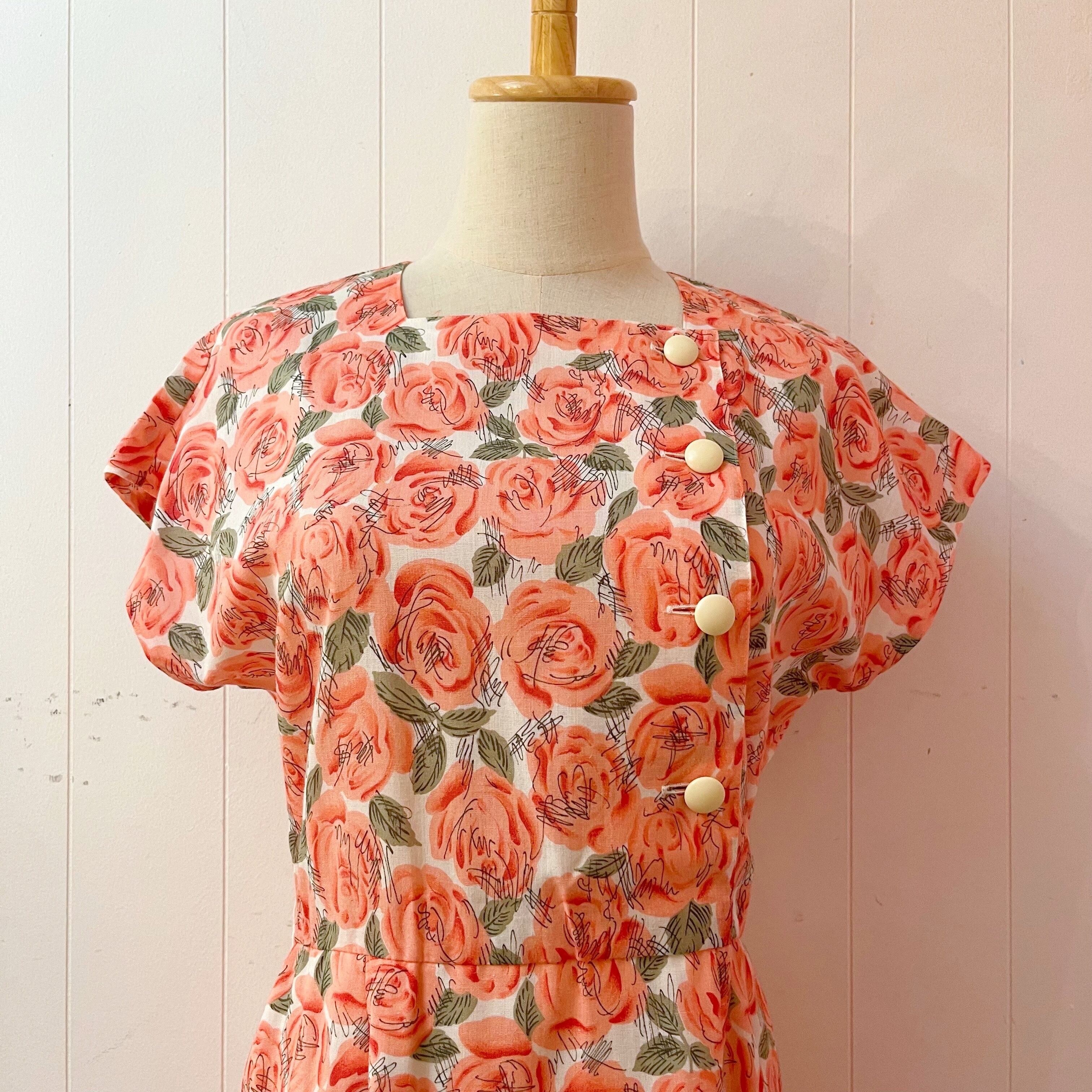 pink rose square neck one-piece