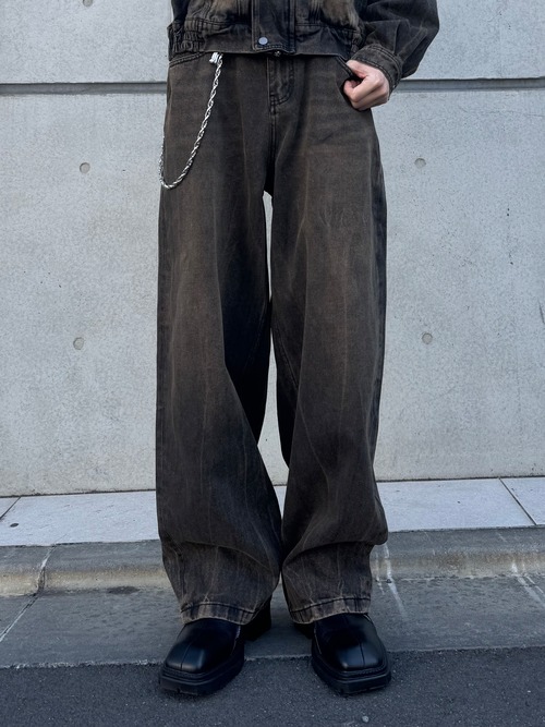 【ALUDE SELECT】brown wash wide denim