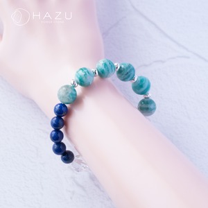希望と運気を呼ぶ爽やかブルーブレス［ゼブラアマゾナイトインシリカ／ラピスラズリ／水晶］