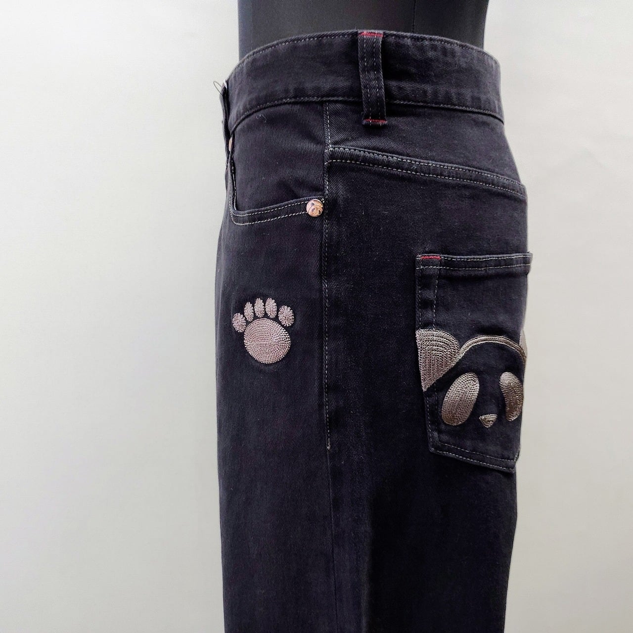 パンディエスタ お尻刺繍デニムパンツ ストレッチ 38インチ ブラック